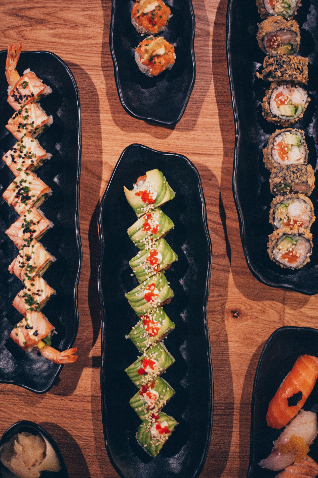 Chef-rolled sushi selection served at Ujvara in Tirana